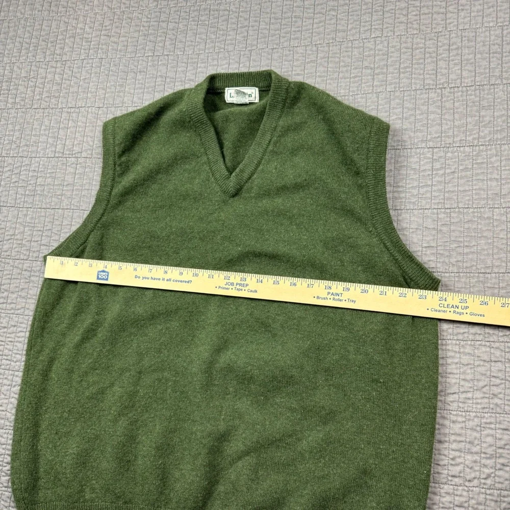 Vintage‎ LL Bean Wool Sweater Vest Men XL Green Lambswool Scotland V Neck
